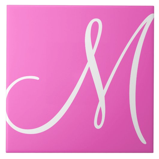Hex ff66cc Kleur Nummer Monogram Keramische Tegel Tegeltje (Voorkant)