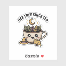 Hex Free Since Tea — gezellige heksenthee en -kat Sticker