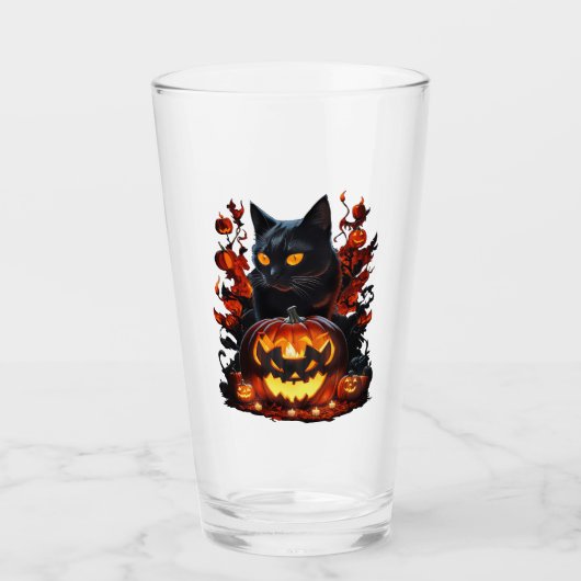 Hex, het Halloween zwarte kat T-shirt Glas (Voorkant)