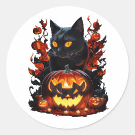 Hex, het Halloween zwarte kat T-shirt Ronde Sticker