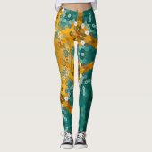 Hex Mandala blauw en geel Leggings (Voorkant)