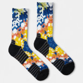 Hex Mandala Blauw Geel Sinaasappel en Groen Sokken (Rechts)