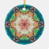 Hex Mandala blauw groen en roze Keramisch Ornament (Voorkant)