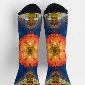 Hex Mandala blauw Sinaasappel en rood Sokken (Top)