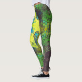 Hex Mandala groen geel en blauw Leggings (Links)