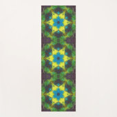 Hex Mandala groen geel en blauw Yogamat (Voorkant)