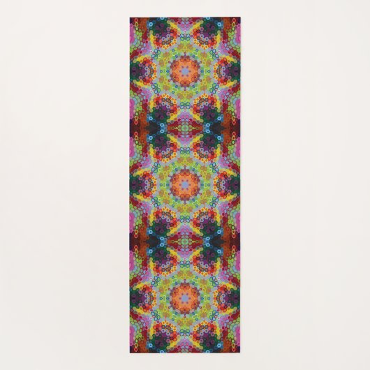 Hex Mandala Groen Roze en Sinaasappel Yogamat (Achterkant)