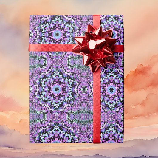 Hex Mandala Paarse roze en blauw Cadeaupapier