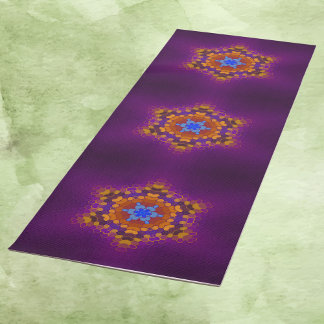 Hex Mandala Paarse Sinaasappel en blauw Yogamat