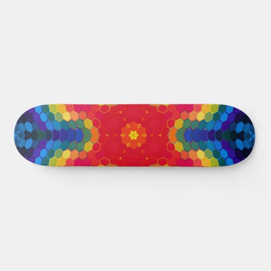 Hex Mandala Red Yellow and Blue Skateboard (Horizontaal)