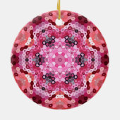 Hex Mandala Roze Rood en Wit Keramisch Ornament (Achterkant)