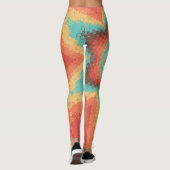 Hex Mandala Sinaasappel blauw en geel Leggings (Achterkant)