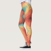 Hex Mandala Sinaasappel blauw en geel Leggings (Links)