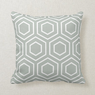 Hex Pattern Geometric Pillow in Silver Grey Kussen
