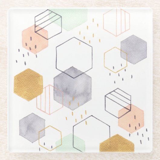 Hex Scatter Glazen Onderzetter (Voorkant)