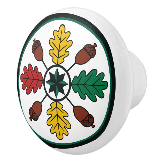 Hex Sign Pennsylvania Nederlandse eikenblad kerami Keramische Knop (Rechts)