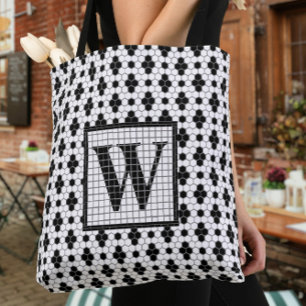 Hex Tegel Print Monogram Canvas tas