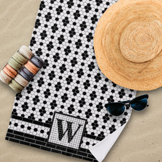 Hex Tegel Print Monogram Strandlaken