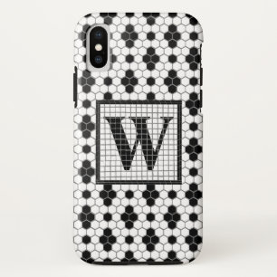 Hex Tegel Print Monogram telefoontas iPhone X Hoesje