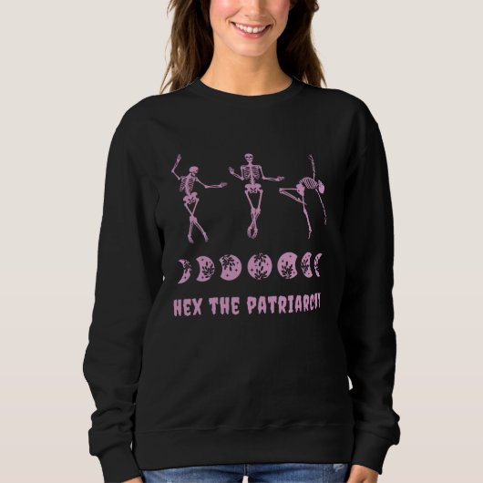 Hex The Patriarchy Goth Feminism Pink Dancing Skel Trui (Voorkant)