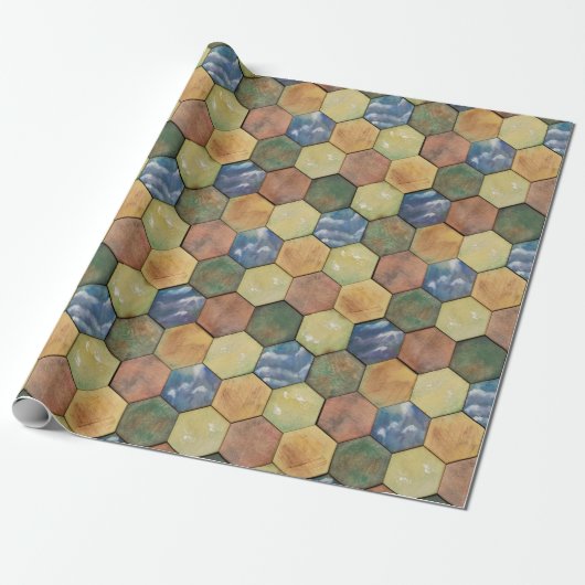 Hex Tile-opvulpapier Cadeaupapier (Uitgerold)