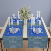 Hexa driehoeken yantra bloemblaadjes inscriptie lange tafelloper