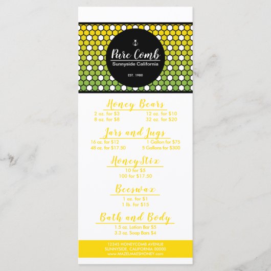 Hexa Honeycomb Appiary Honing Menu (Voorkant)