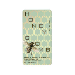 Hexagon 12oz Honey Comb Return-adreslabel Etiket