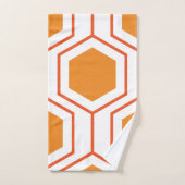 Hexagon abstract geometrical pattern en orange et (Serviette à main)