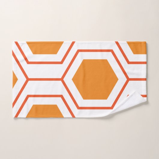Hexagon abstract geometrical pattern en orange et (Serviette à main)