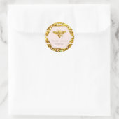 Hexagon Bijen logo op bord roze Ronde Sticker (Tas)