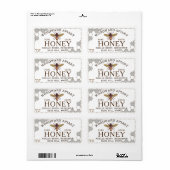Hexagon de 12 oz Étiquette de miel avec nid d'abei (Feuille entière)