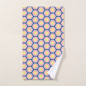 Hexagon fleurs motif bleu rose jaune (Serviette à main)