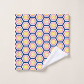 Hexagon fleurs motif bleu rose jaune (Gant de toilette)