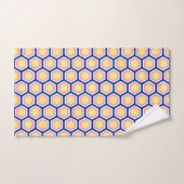 Hexagon fleurs motif bleu rose jaune (Serviette à main)