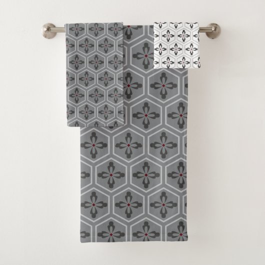 Hexagon floral bad handdoek (Insitu)