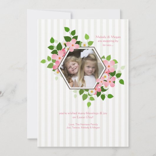 Hexagon Floral Photo Invitation Kaart (Voorkant)