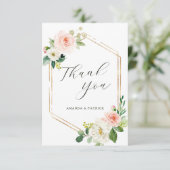 Hexagon Gold Frame Blush Rose Floral Merci (Debout devant)