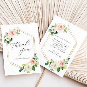 Hexagon Gold Lijst Blush Pink Floral bedankt
