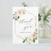 Hexagon Gold Lijst Blush Pink Floral bedankt (Staand voorkant)