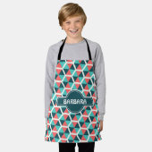 Hexagon Groen Sinaasappel Minimal Pattern Schort (Gedragen)