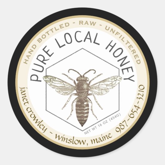 Hexagon Honeybee Miel apiculteurs Étiquette (Devant)