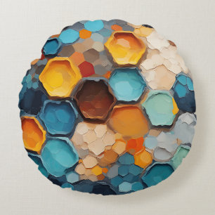 Hexagon Impressies Rond Kussen