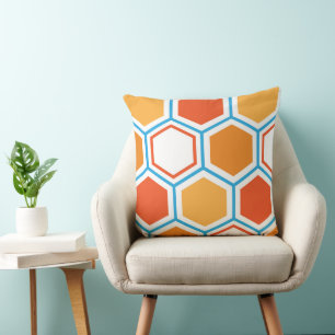 Hexagon in orange, blue and white kussen