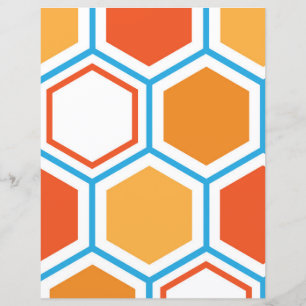 Hexagon in oranje, blue and white