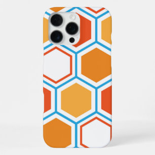 Hexagon in oranje, blue and white iPhone 16 pro max hoesje