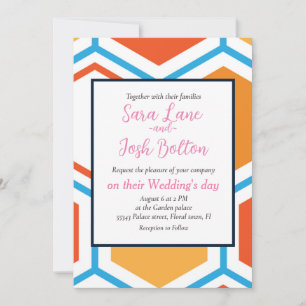 Hexagon in oranje, blue and white kaart