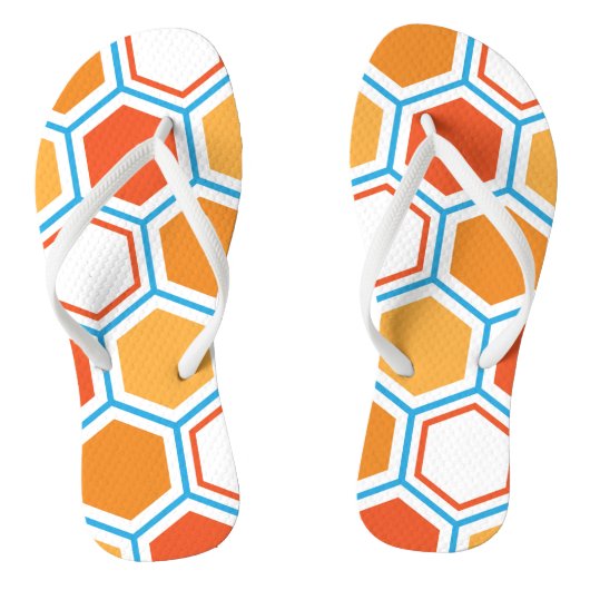 Hexagon in oranje, blue and white teenslippers (Voetbed)