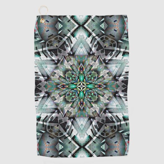 Hexagon met leftover banner en graffiti, digitaal golfhanddoek (Voorkant)