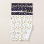 Hexagon Modern Marine Blue Gold Glam géométrique (Serviette à main)